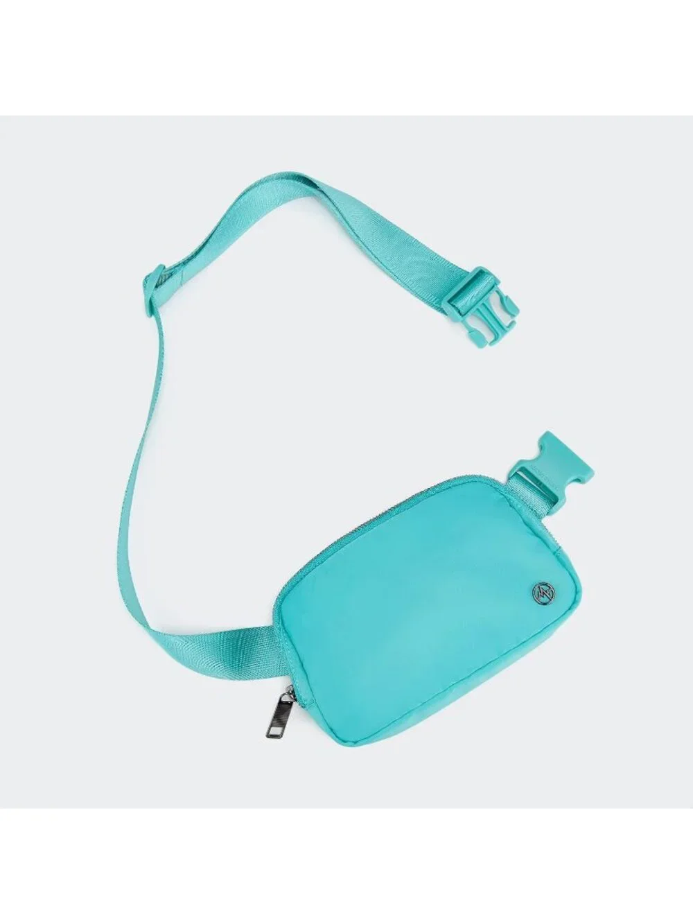 Men's Cyan Blue Crossbody Belt Bag Wide Zipper Adjustable Strap 3-Pockets